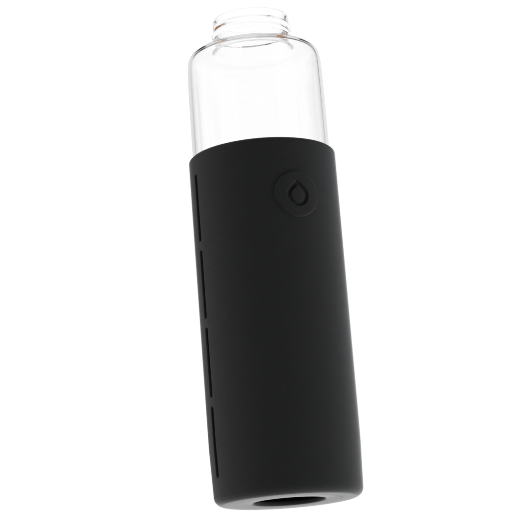 Bold Black glass bottle and silicone sleeve without lid