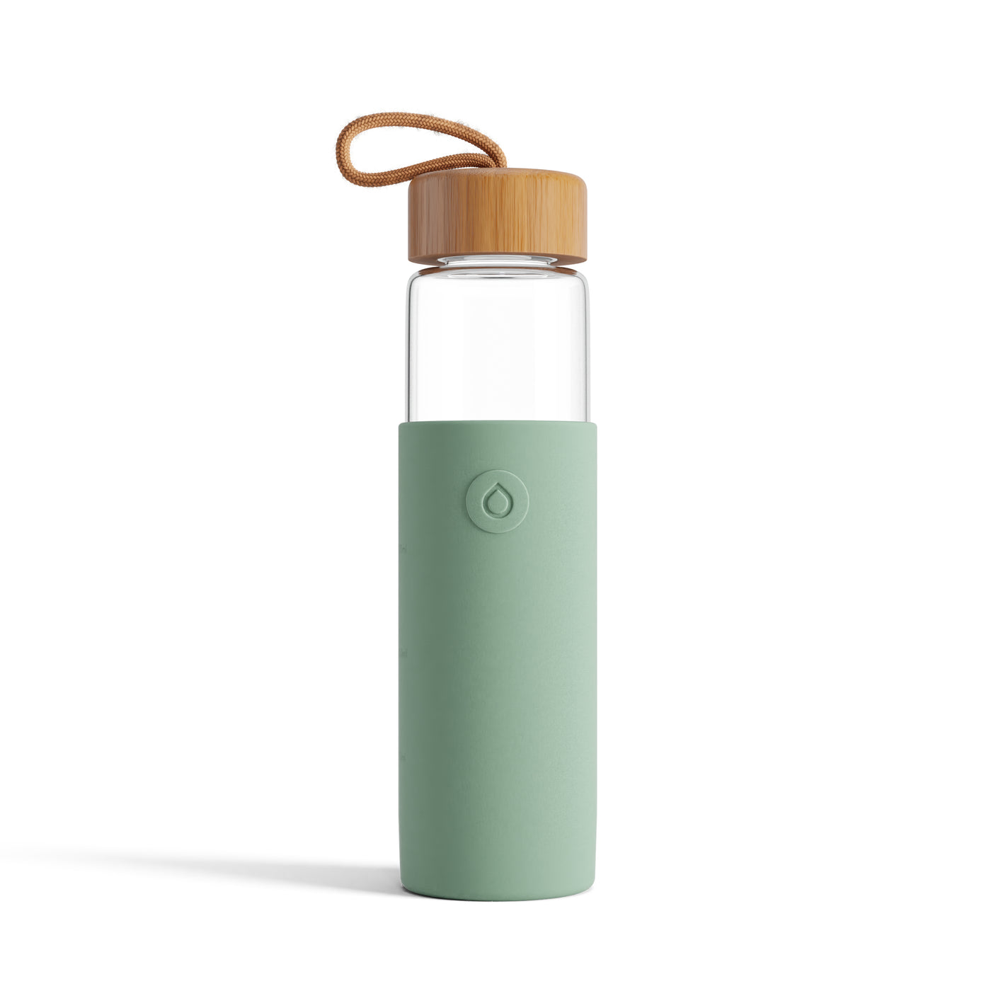 Subtle Sage Agua glass bottle with bamboo lid and carry loop