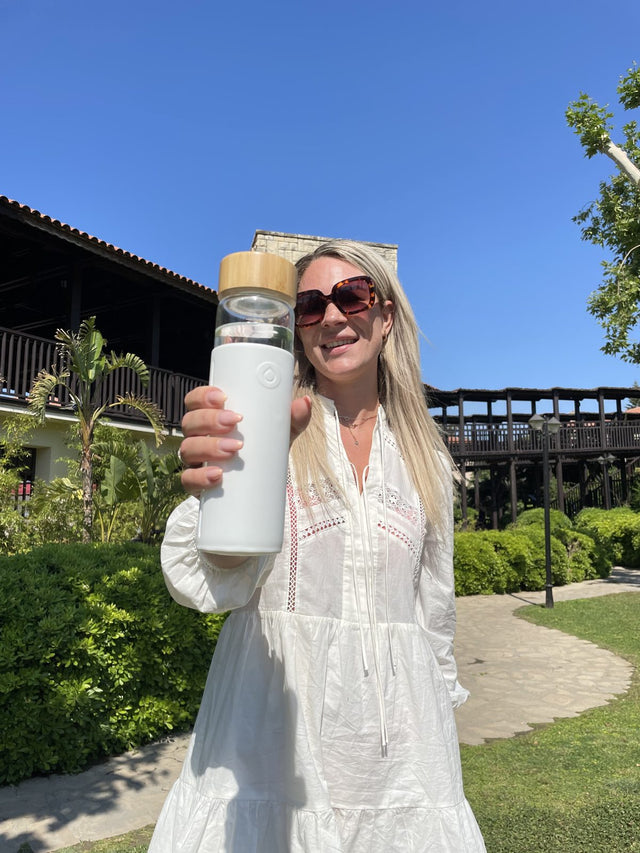 White bottle in a garden