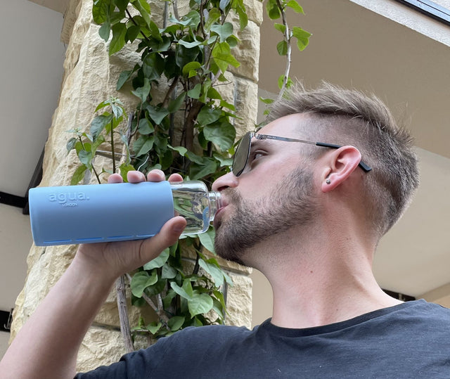 Blue bottle outdoors